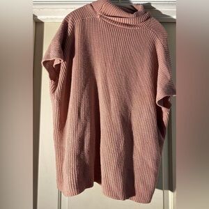 SHEIN Pink Cowl Neck Sweater with Ribbed Knit